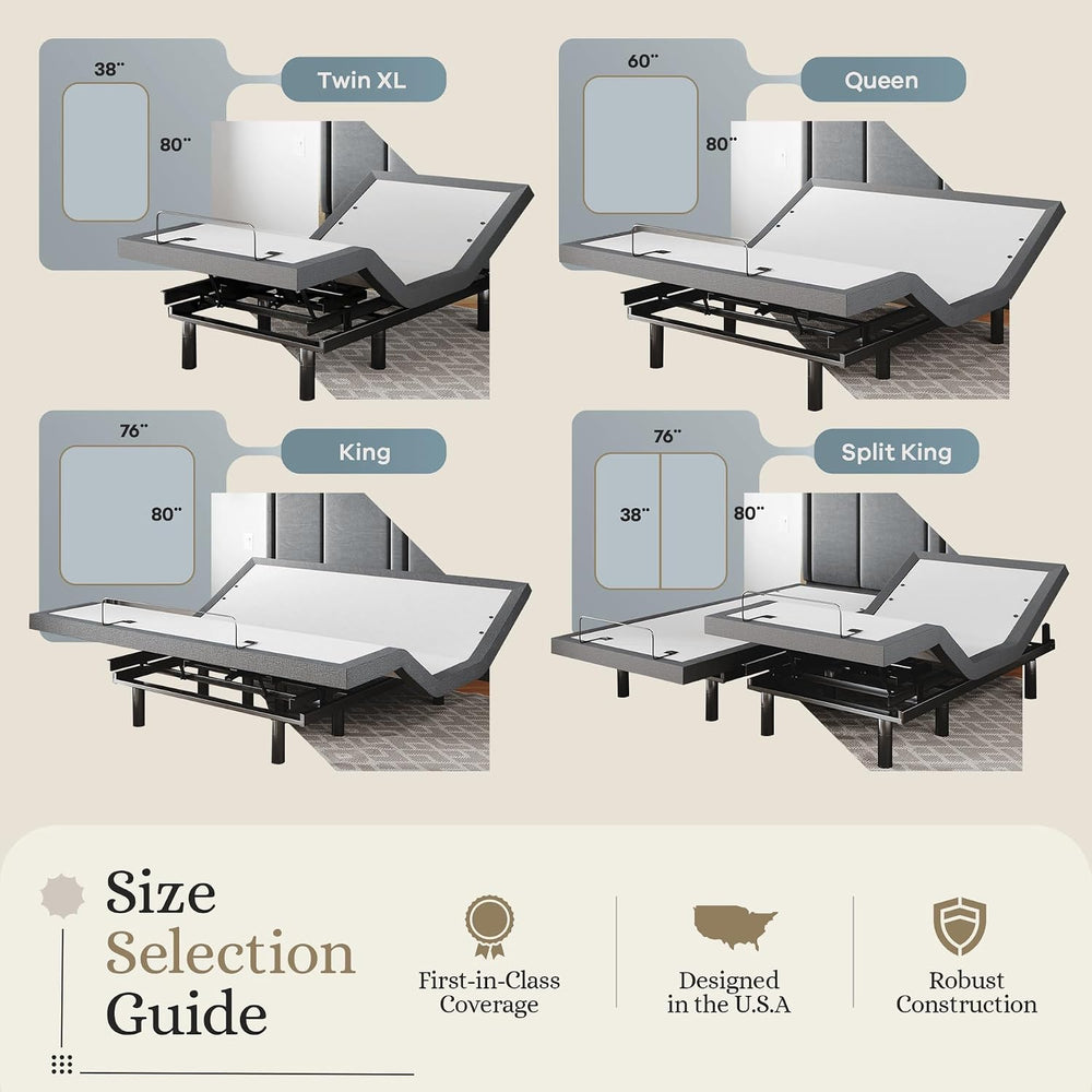 Sven & Son Classic Adjustable Bed Base, Head and Foot Lift, Massage, Unde...
