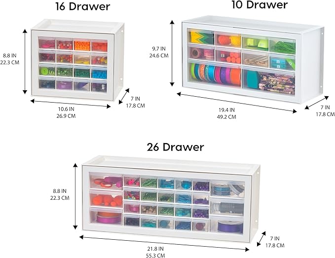 IRIS USA Small Plastic Storage Drawers, Made in USA, 10-Drawer Organizer
