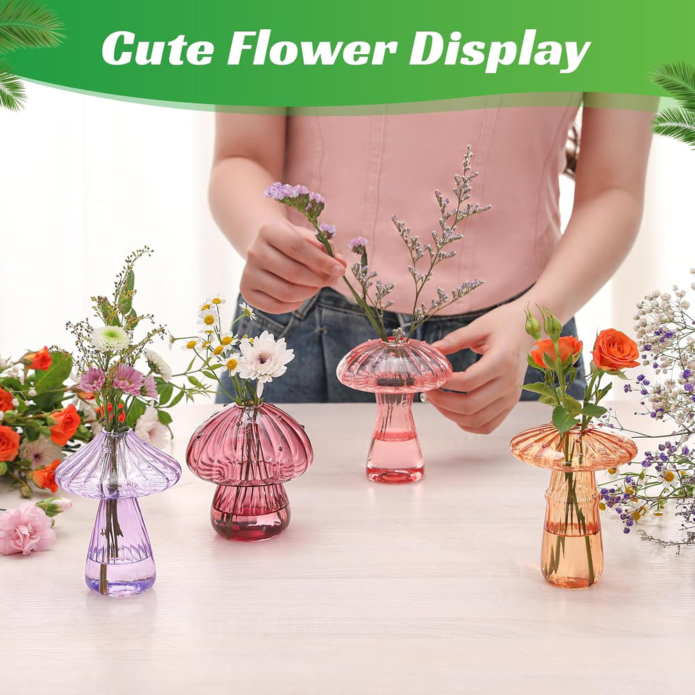 Mushroom Vases Plant Propagation Stations Jars Colored Set of 10