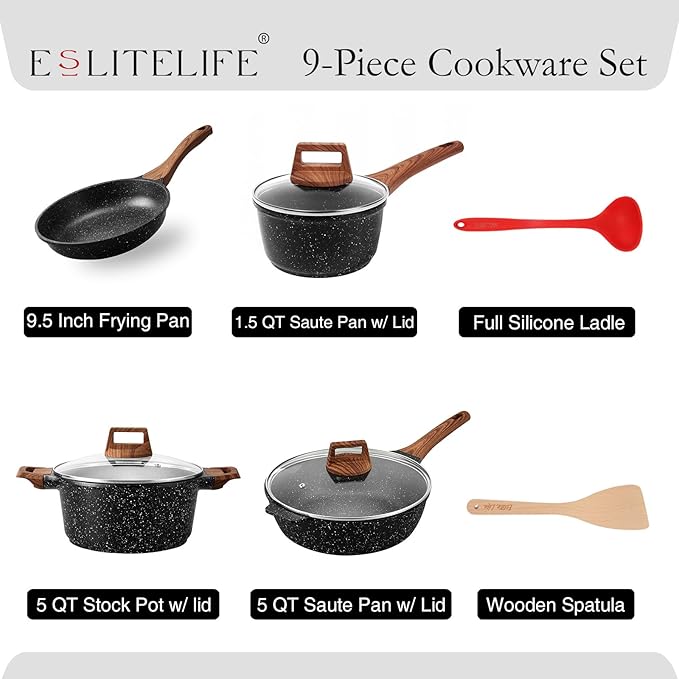 ESLITE LIFE Nonstick Cookware Sets, Compatible