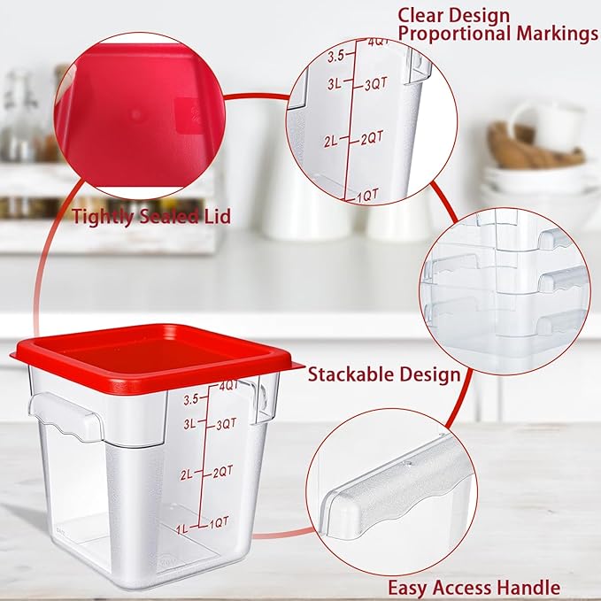 4 Pack 4QT Food Storage Containers