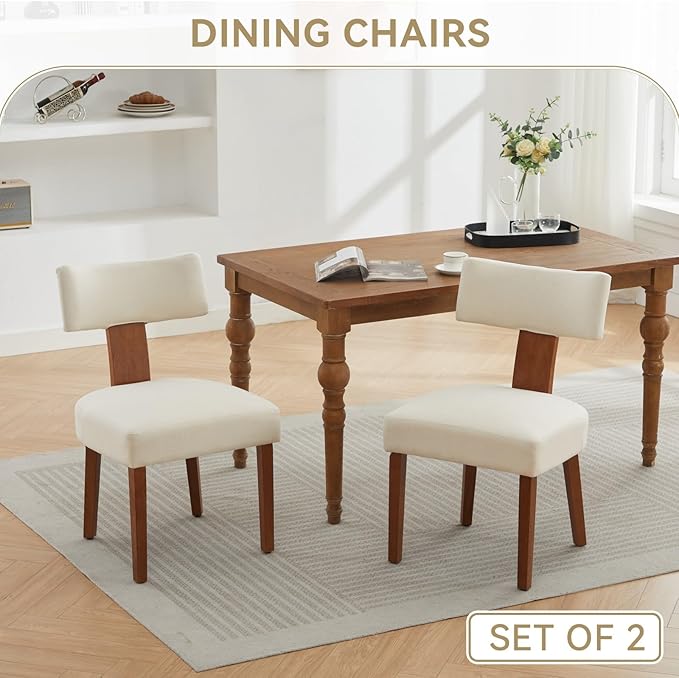 Dining Chairs Set of 2, Upholstered Fabric Kitchen Chairs with Solid Wood Leg...