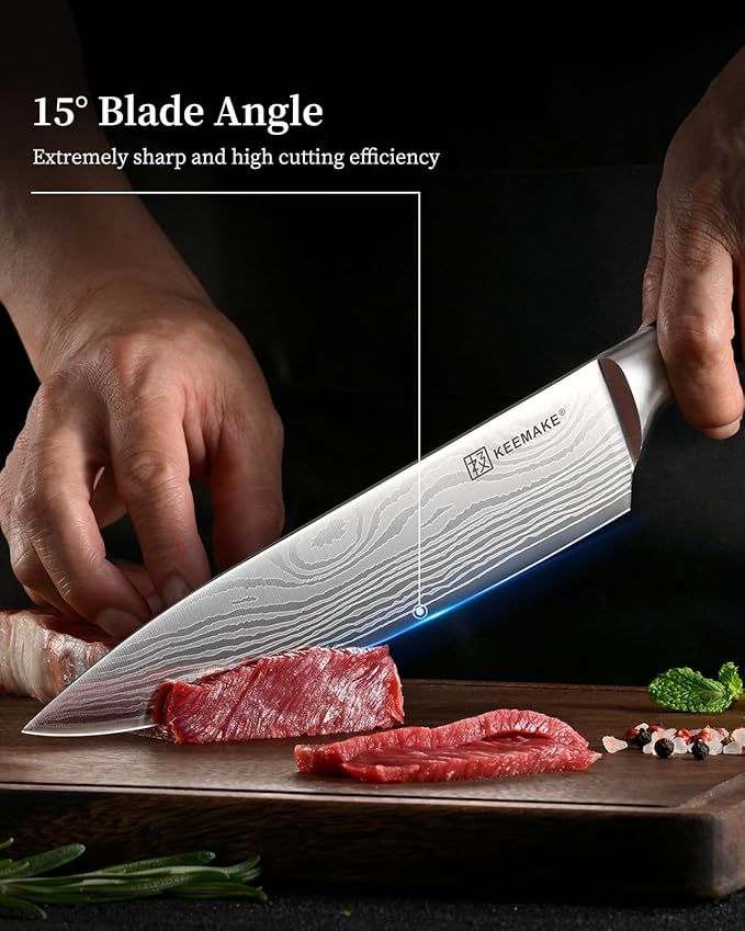 KEEMAKE 3 Pieces Knife Set, High Carbon Stainless Steel Chef Knives Sets