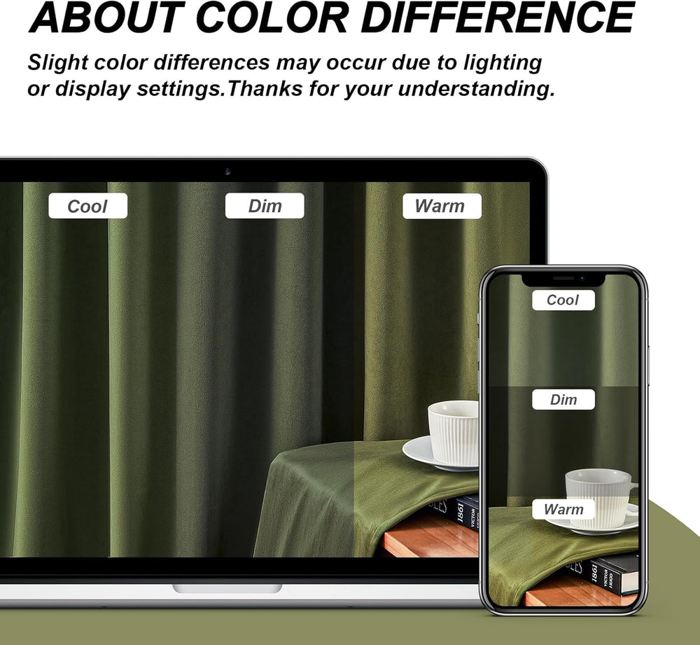 Olive Green Velvet Blackout Curtains 84 Inches 2 Panels Forest Green Elegant ...