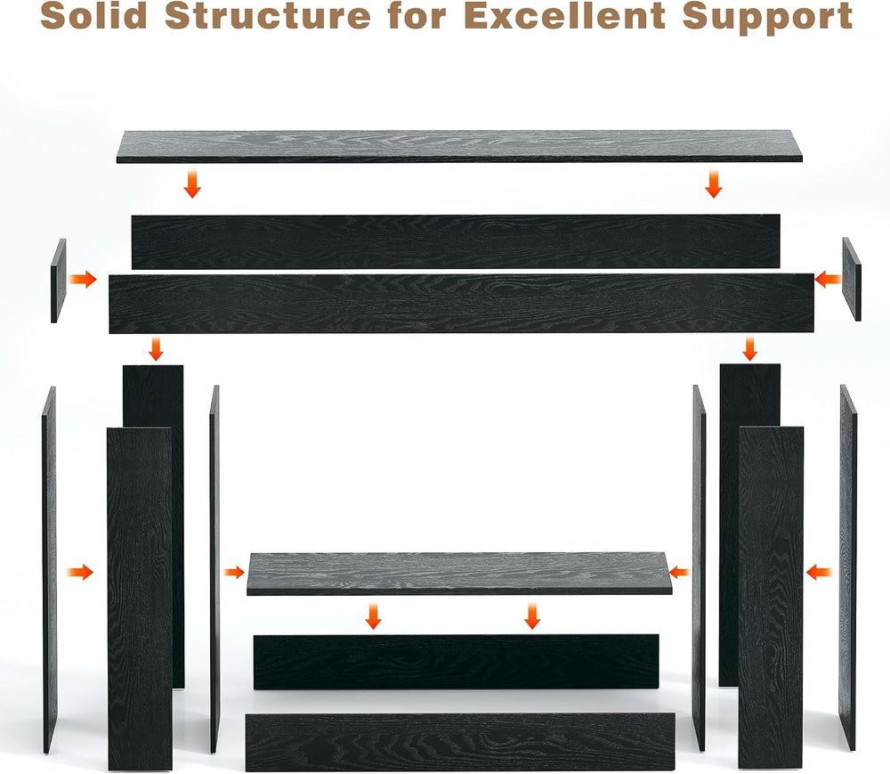 HUAHUU 63 Inches Long Console Table, Sofa Table with Storage Behind Couch, En...