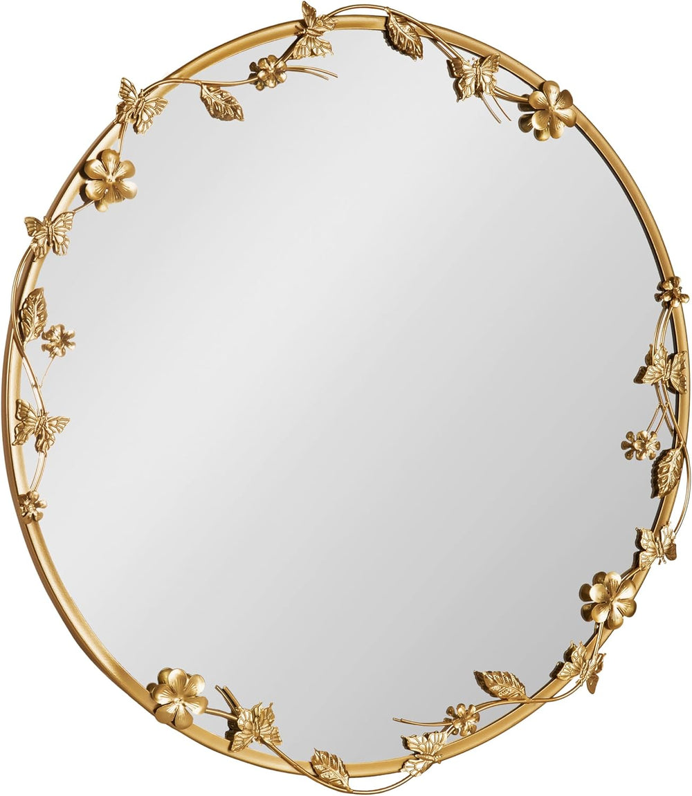 Kate and Laurel Rosella Modern Ornate Round Wall Mirror, 26 Inch Diameter, Go...