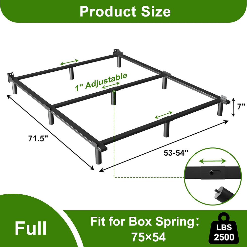EMODA 7 Inch Full Size Bed Frame for Box Spring and Mattress, Black