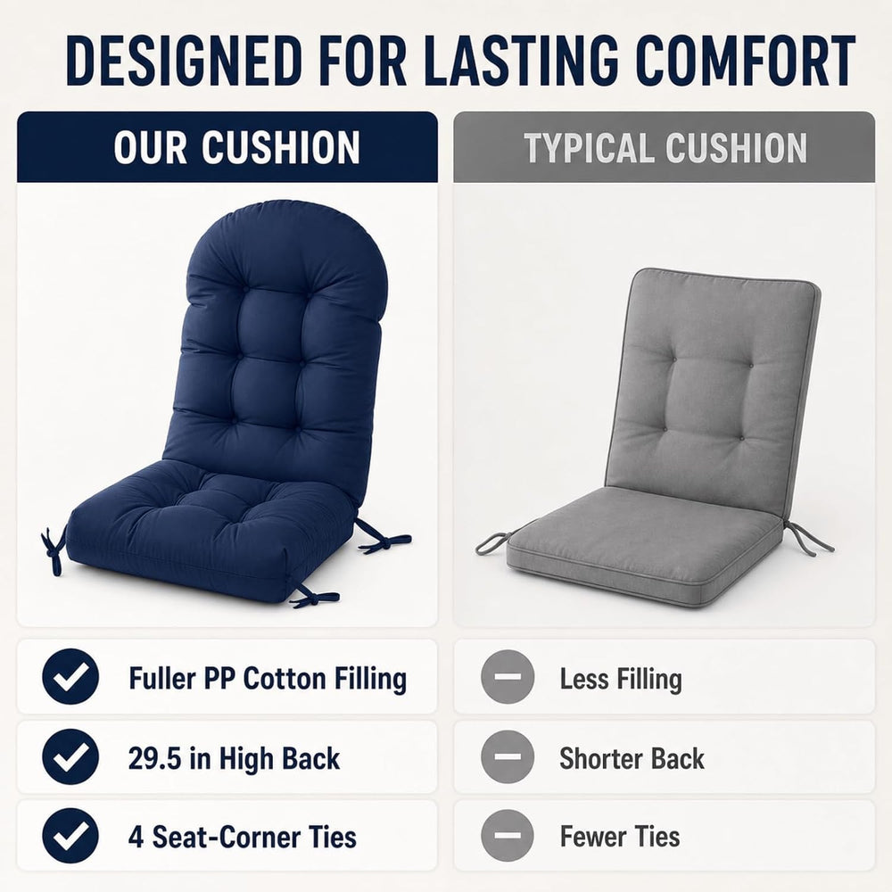 Rocking Chair Cushions Set of 2, Outdoor Thick Adirondack Chair Cushions, Hig...