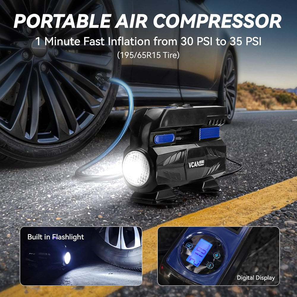 Car Emergency Kit with Portable Air Compressor, Winter Car Safety Roadside As...