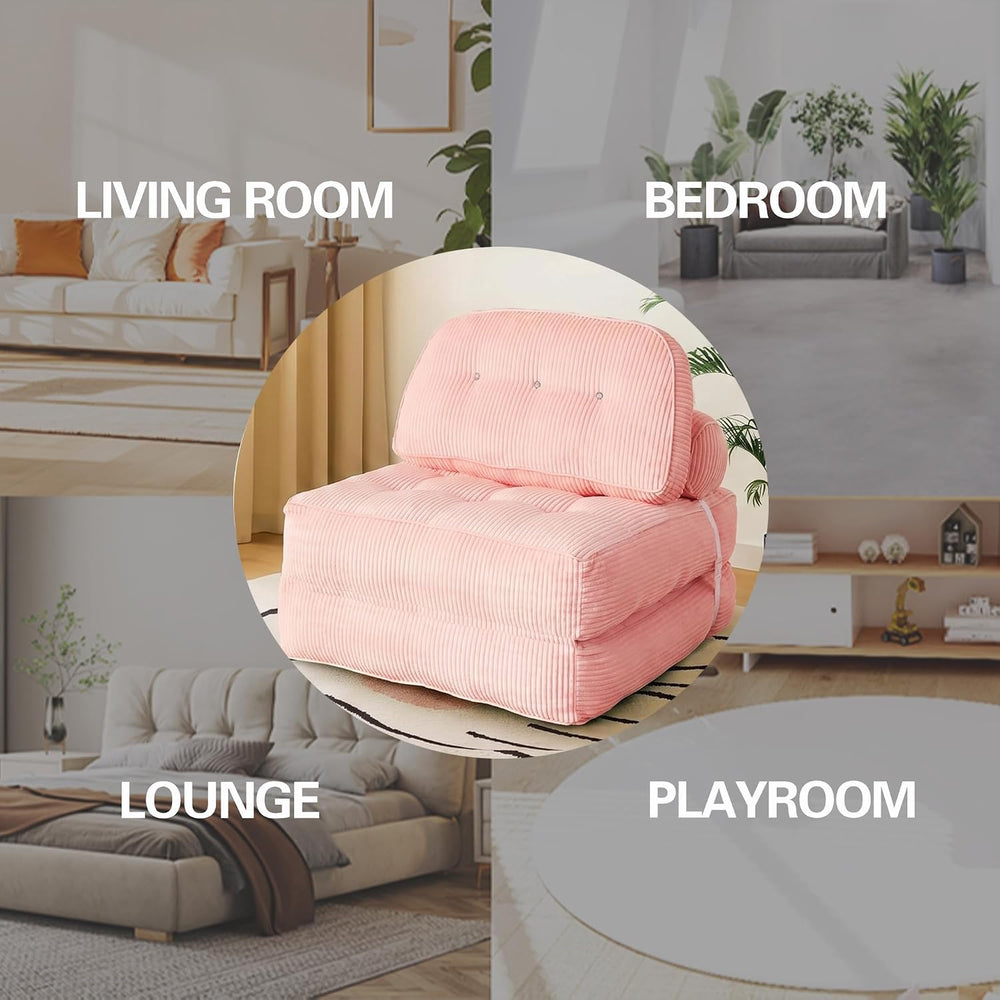 Futon Sofa Bed Chair - Convertible Sleeper Bed for Small Space, No Assembly R...