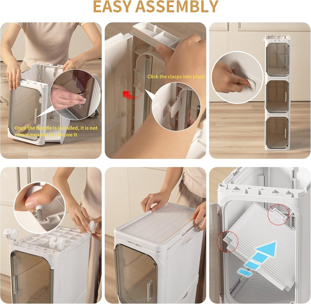 3-Tier Slim Narrow Bathroom Storage Cabinet, Cream White | Tool Free Assembly...