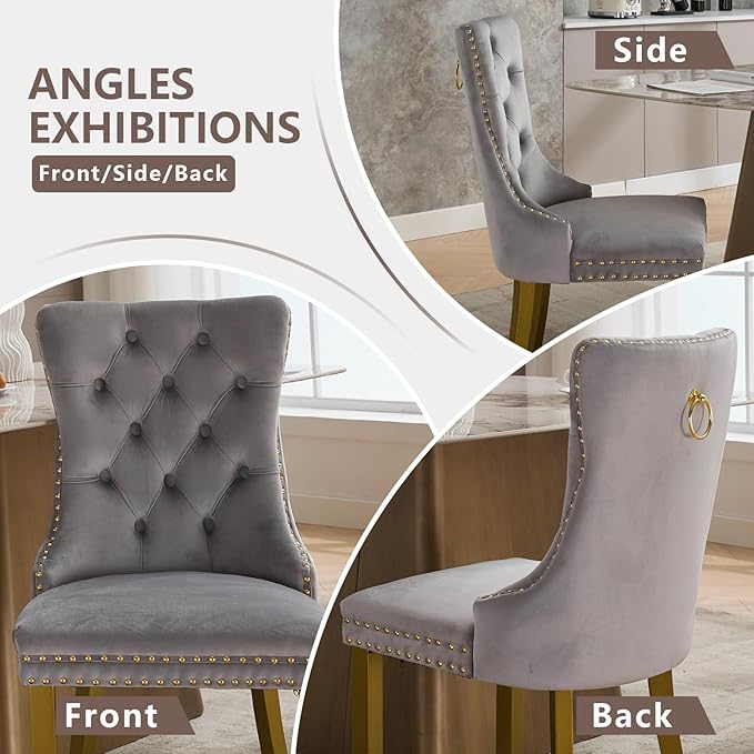 Velvet Dining Chairs Set of 4, Kitchen & Dining Room Chairs, Upholstered ...