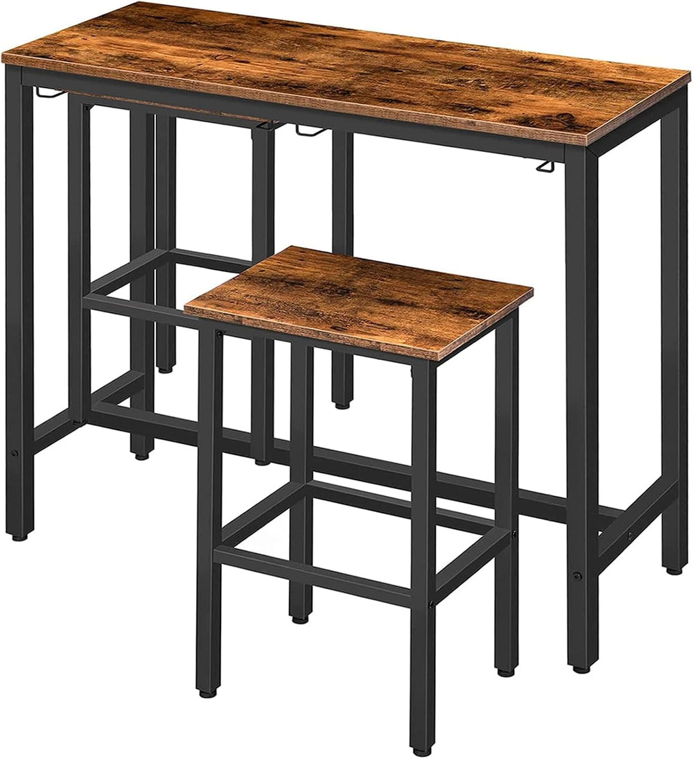 HOOBRO Bar Table Set, Pub Tables Bar Height with Stools Set of 2, Bar Chairs ...