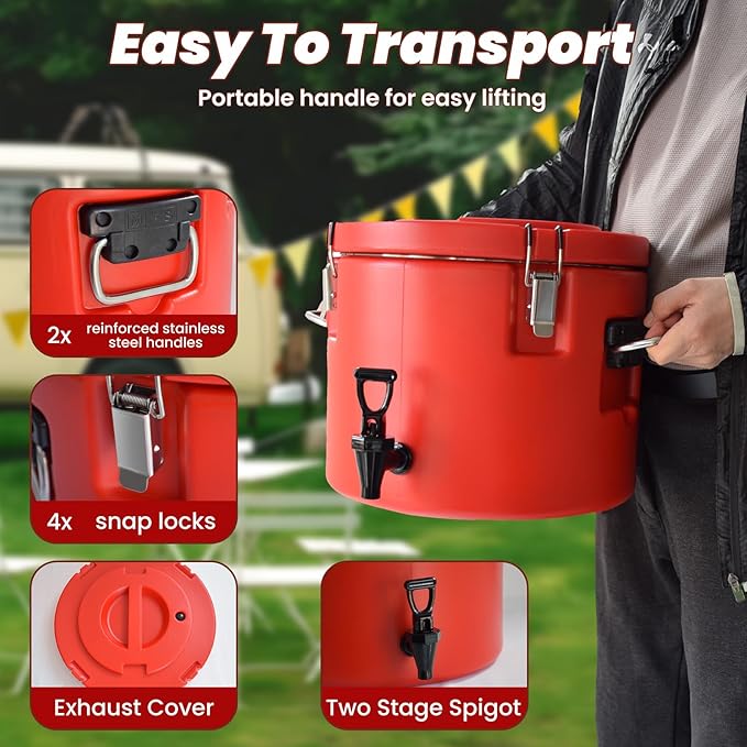 20L/5Gal Insulated Beverage Dispenser, Ice & Hot Drink Dispenser