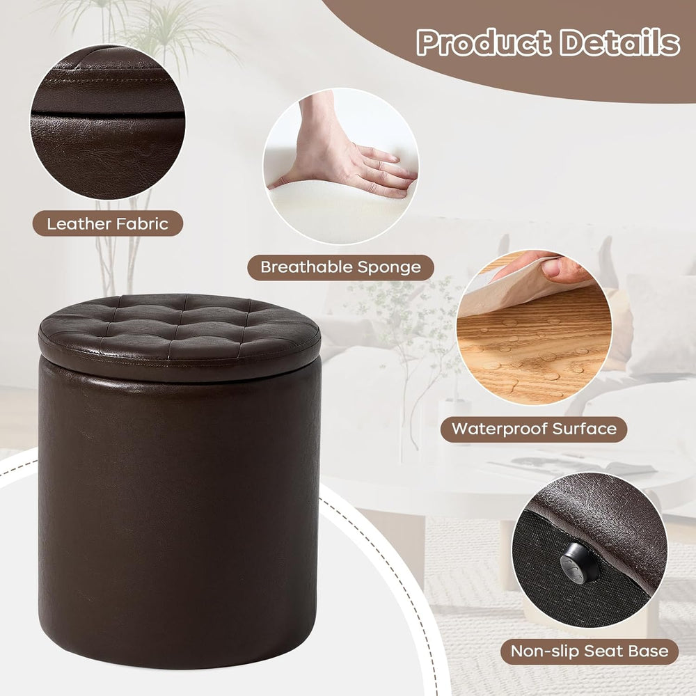 oakvivo Round Set of 2 14.76" L x 14.76" W x 17.32" H Faux Lea...