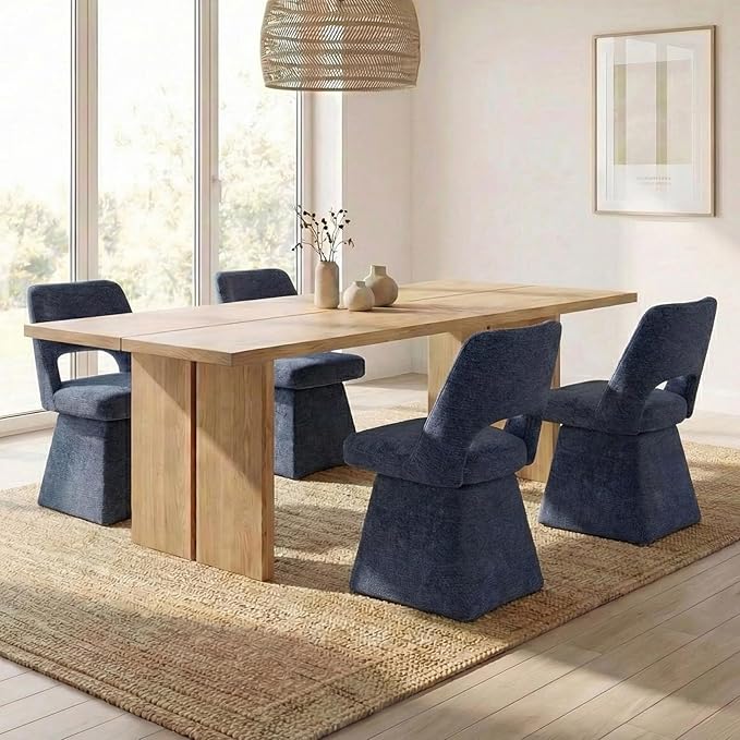 VKNOW Upholstered Swivel Dining Chairs Set of 2, Modern Dining Room Chairs wi...