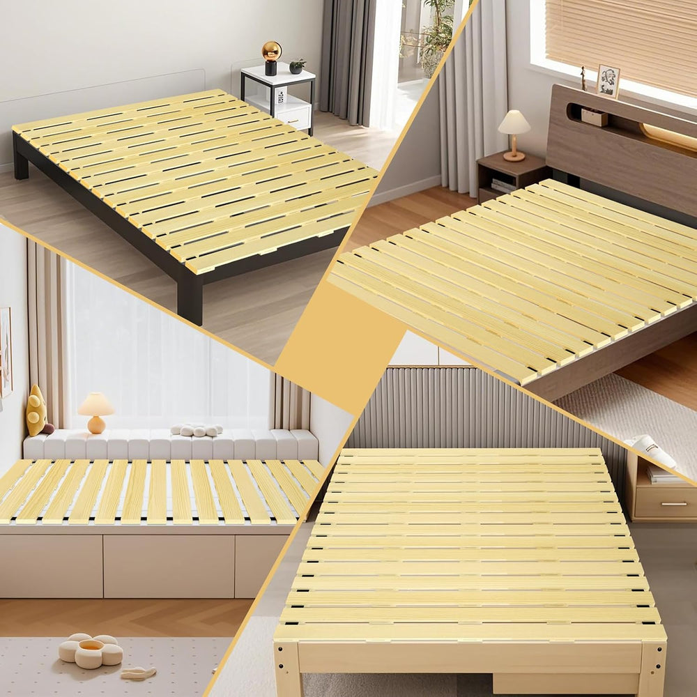 Japanese Tatami Mat Floor Bed, Knotless Solid Wood, Roll-Up Slatted Bed Plate...