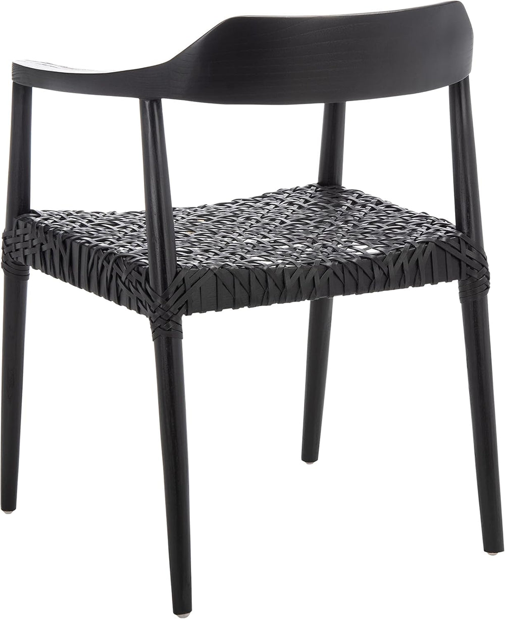 SAFAVIEH Munro Lther Wood Accent Chair, 20" Seat Mid-Century Black ACH1005B