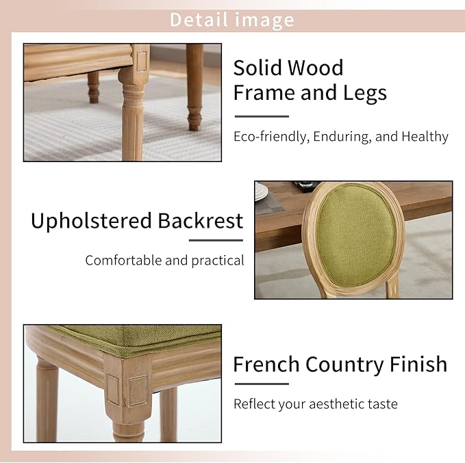 French Country Dining Chairs Set of 8, Olive Green Kitchen & Dining Room ...