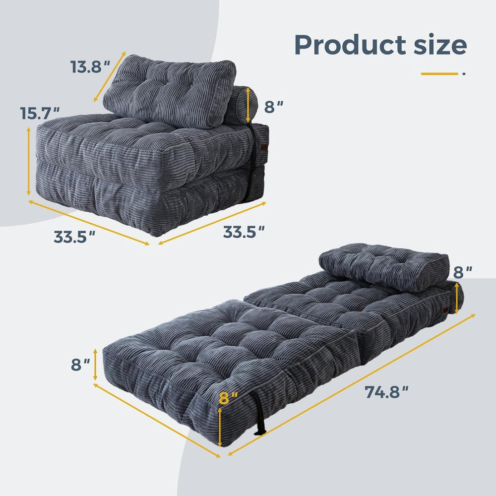 MAXYOYO Folding Sofa Bed, Convertible Chair with Pillow Foldable Couch with B...