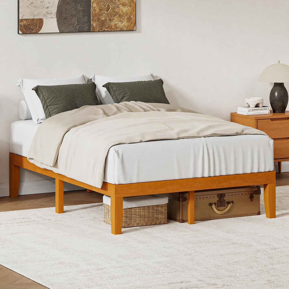 OLIXIS 12 Inch Full Size Bed Frame, Wooden Platform Bed, Underbed Storage