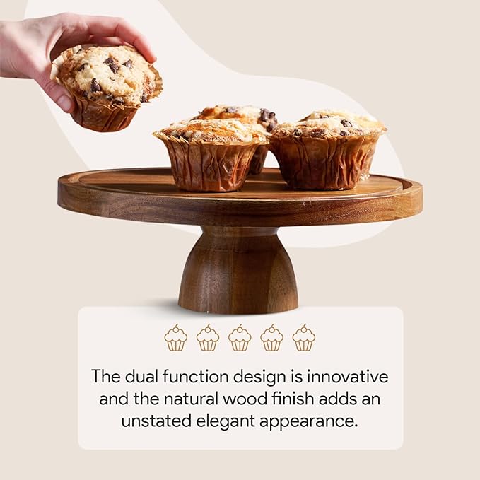HOMESPHERE Acacia Wood Cake Stand