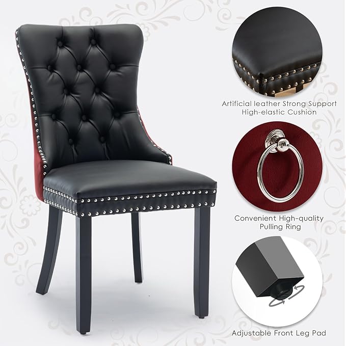 Leather Upholstered Dining Chairs Set of 8, Modern Style Kitchen Side Chairs ...