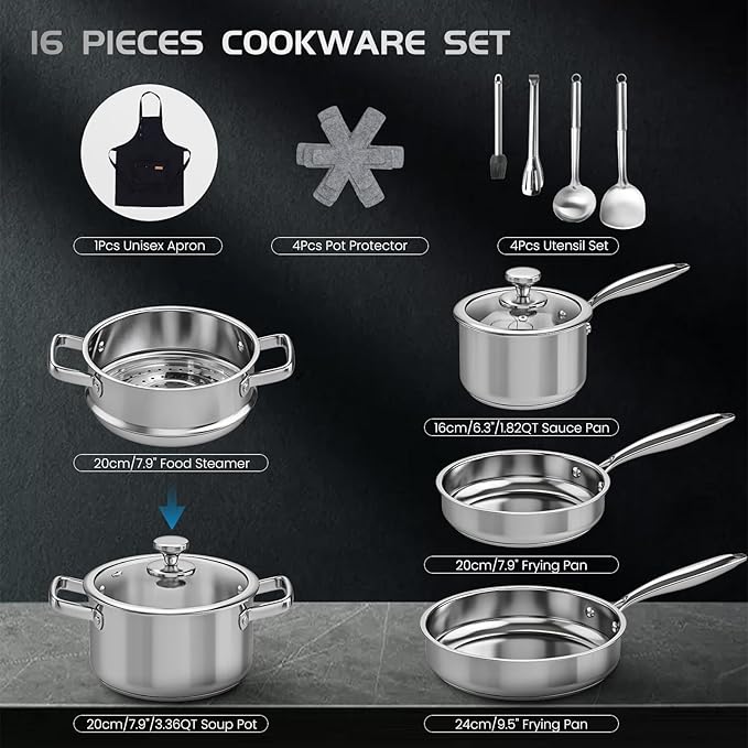 Meythway Pots and Pans Set Non Toxic, Kitchen Induction Cookware