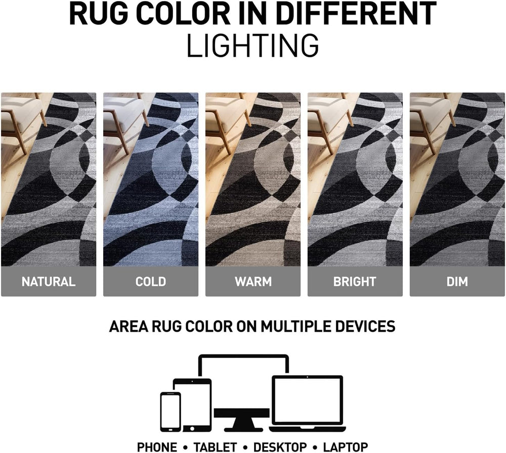 Rugshop Abstract Circles Modern Geometric Area Rug Gray 3'3" x 5'