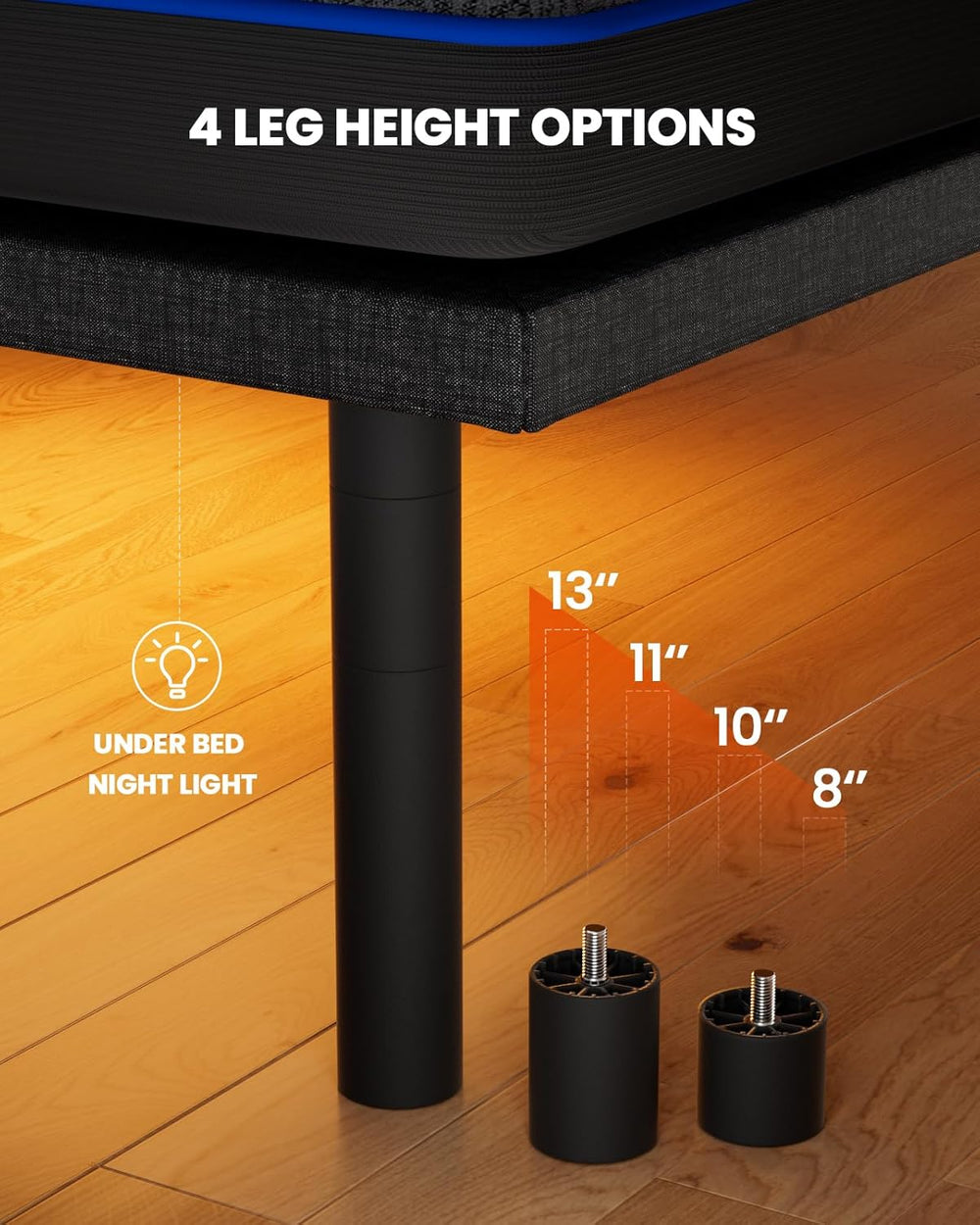 Amada Full Adjustable Bed Frame and 12 Inch Cooling Gel Memory Foam Mattress ...
