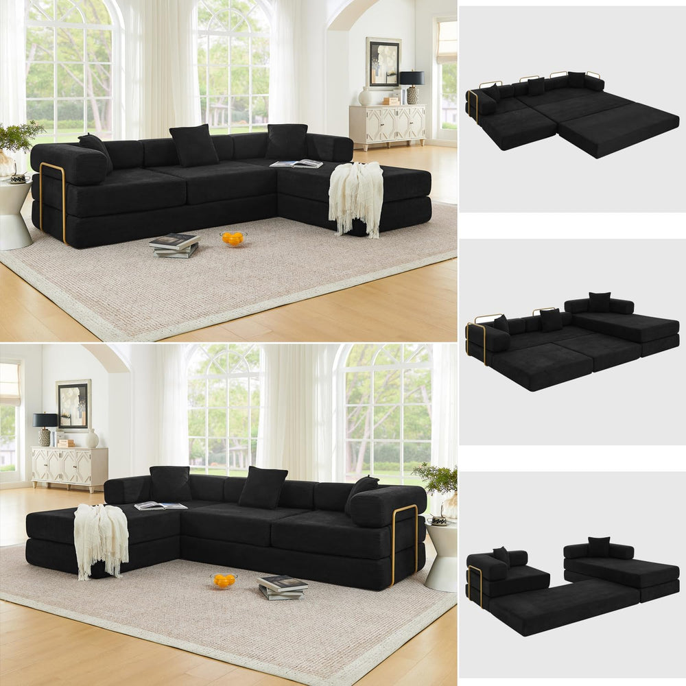 HANXIN 108'' Futon Sleeper Sofa Bed, Boneless Couch for Living Room, ...