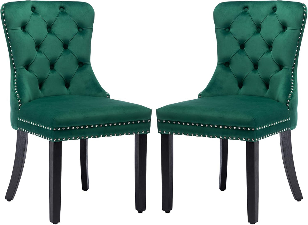 KCC Velvet Dining Chairs Set of 2, Upholstered High-end Tufted Dining Room Ch...