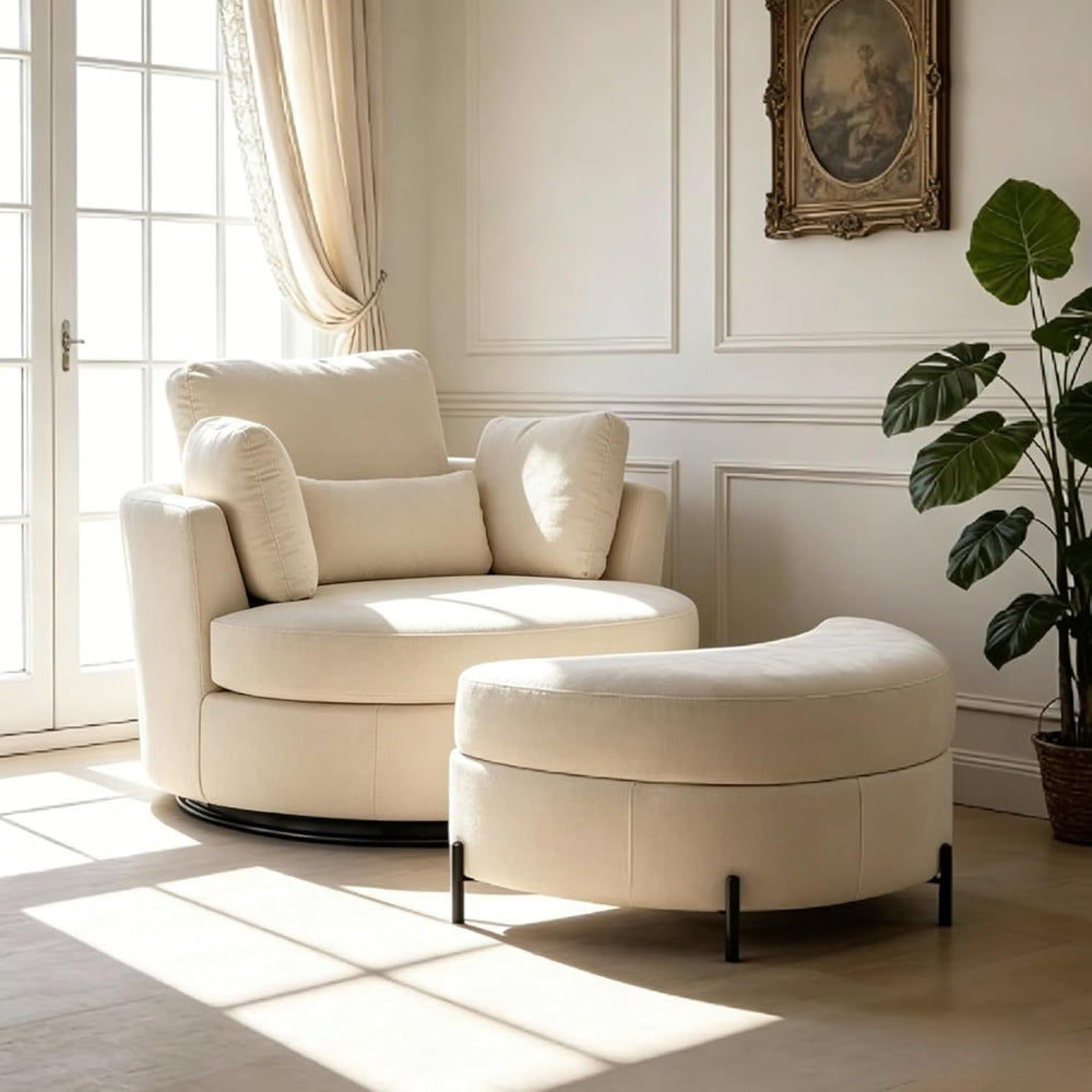 Aoiy & Wifon 50'' W Oversized Swivel Barrel Chair with Storage Ot...