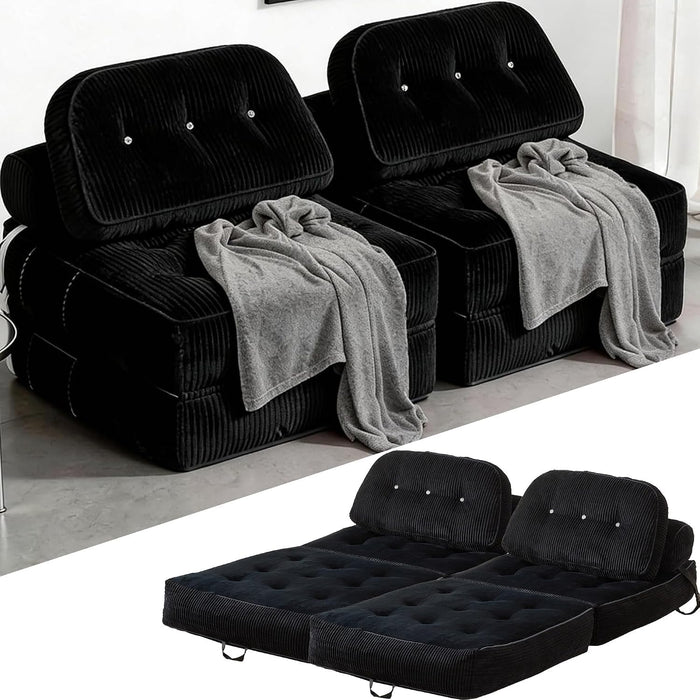 Folding Futon Sleeper Sofa Bed Chair, No Assembly, Black 2