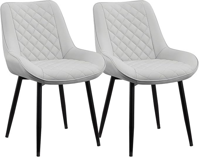 Dining Chair Set of 2, Modern Dining Chairs with Thick Cushions, Faux Leather...