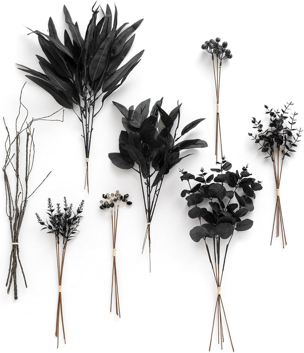 Ling's moment Artificial Faux Greenery Stems 36pcs Black Fake Greenery