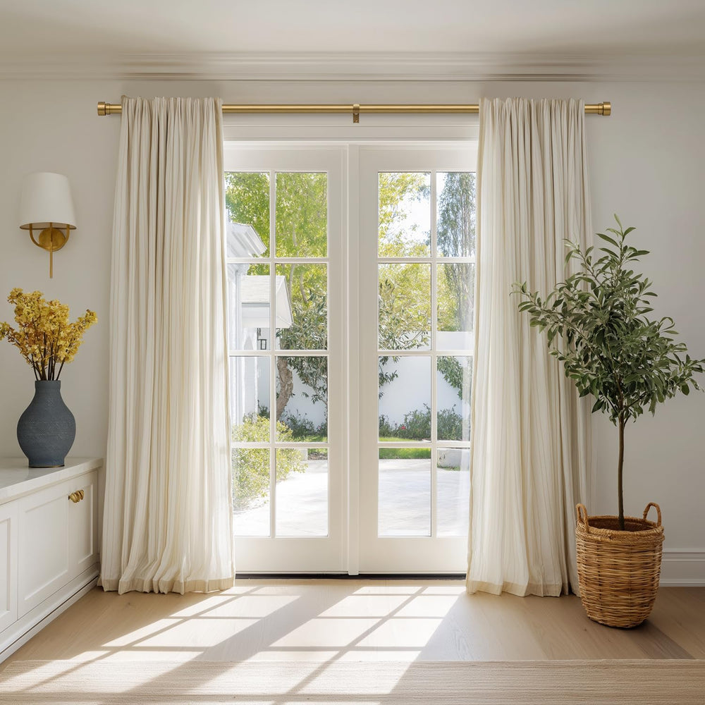 Lootkell Warm Gold Curtain Rods for Windows 72 to 144 Adjustable Length Heavy...