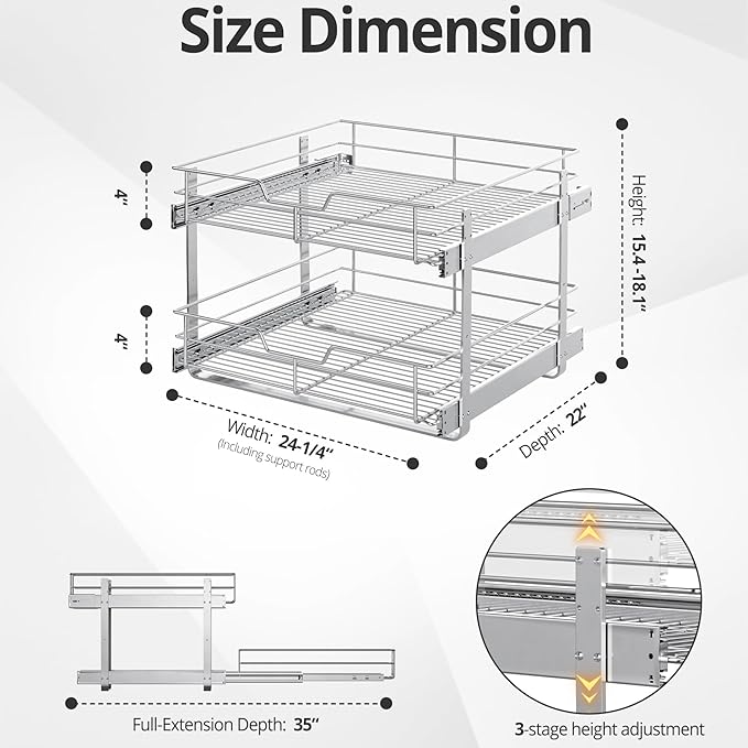 ZOINLIY Pull Out Cabinet Organizer, Versatile Slide Out Kitchen Organizers and