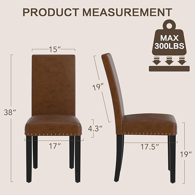 LSSBOUGHT Dining Chairs Set of 6, Modern Dining Room Chair,Upholstered Pu Lea...