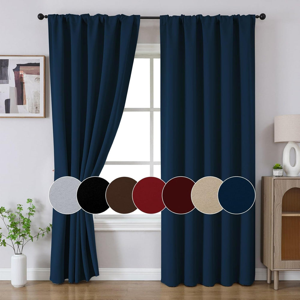 Joydeco Blackout Curtains 96 Inches Long, Thermal Insulated Black Out Curtain...