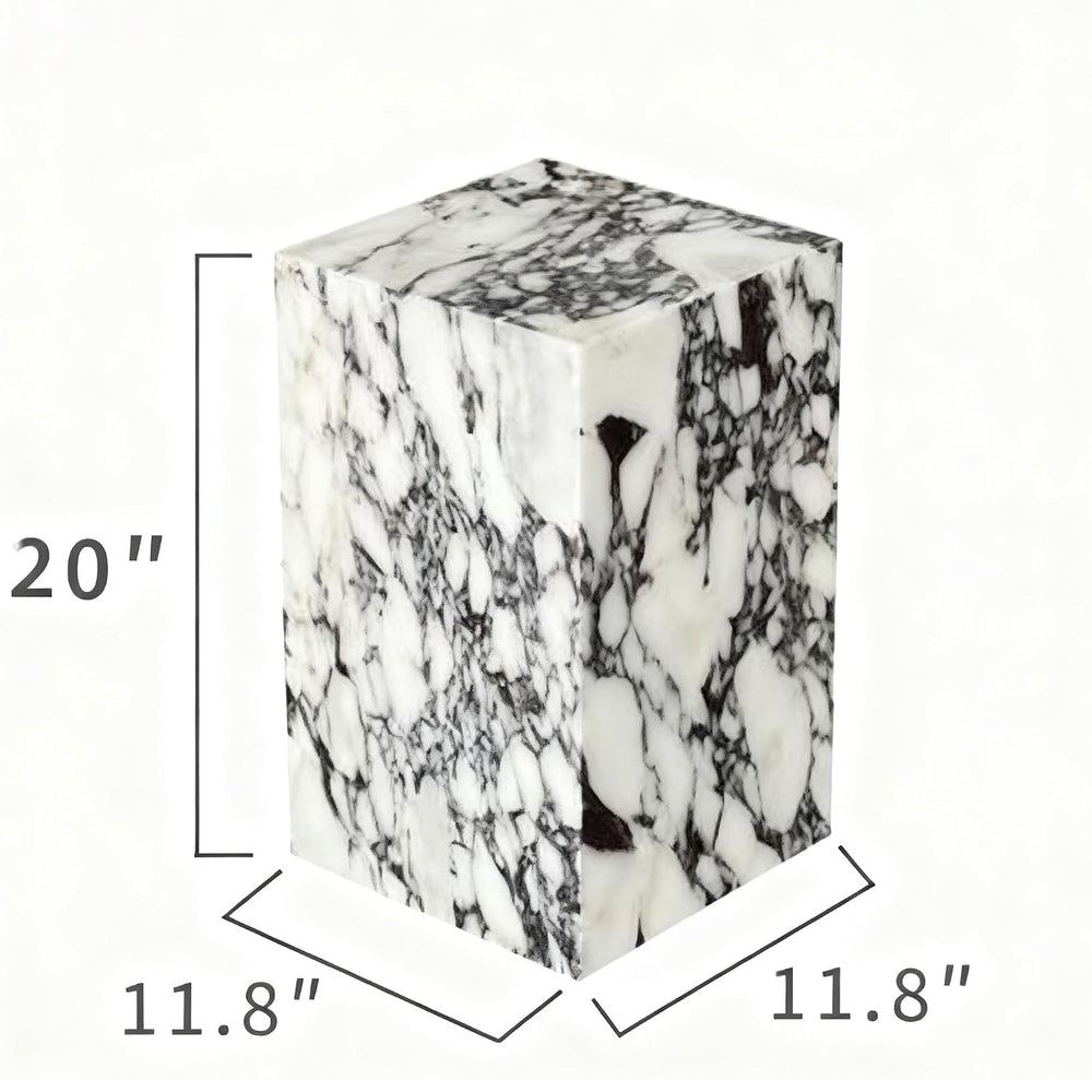 Natural Calacatta Viola Marble Side Table, 11.8" Square End Table for Li...