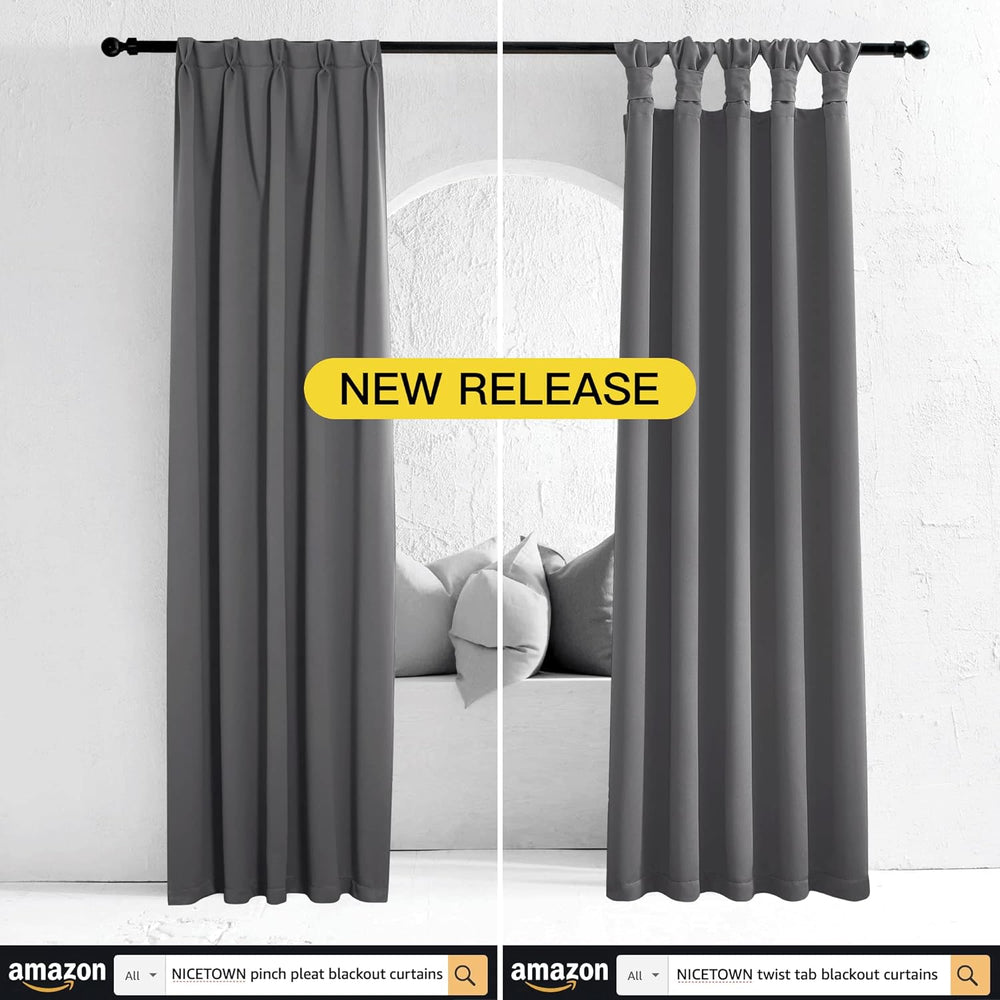NICETOWN Grey Full Shade Curtain Panels for Dining Room 52x84 in 2 Panels
