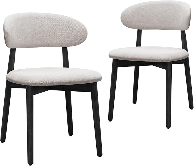 Farmhouse Dining Chairs Set of 2,Mid Century Modern Fabric Upholstered Kitche...