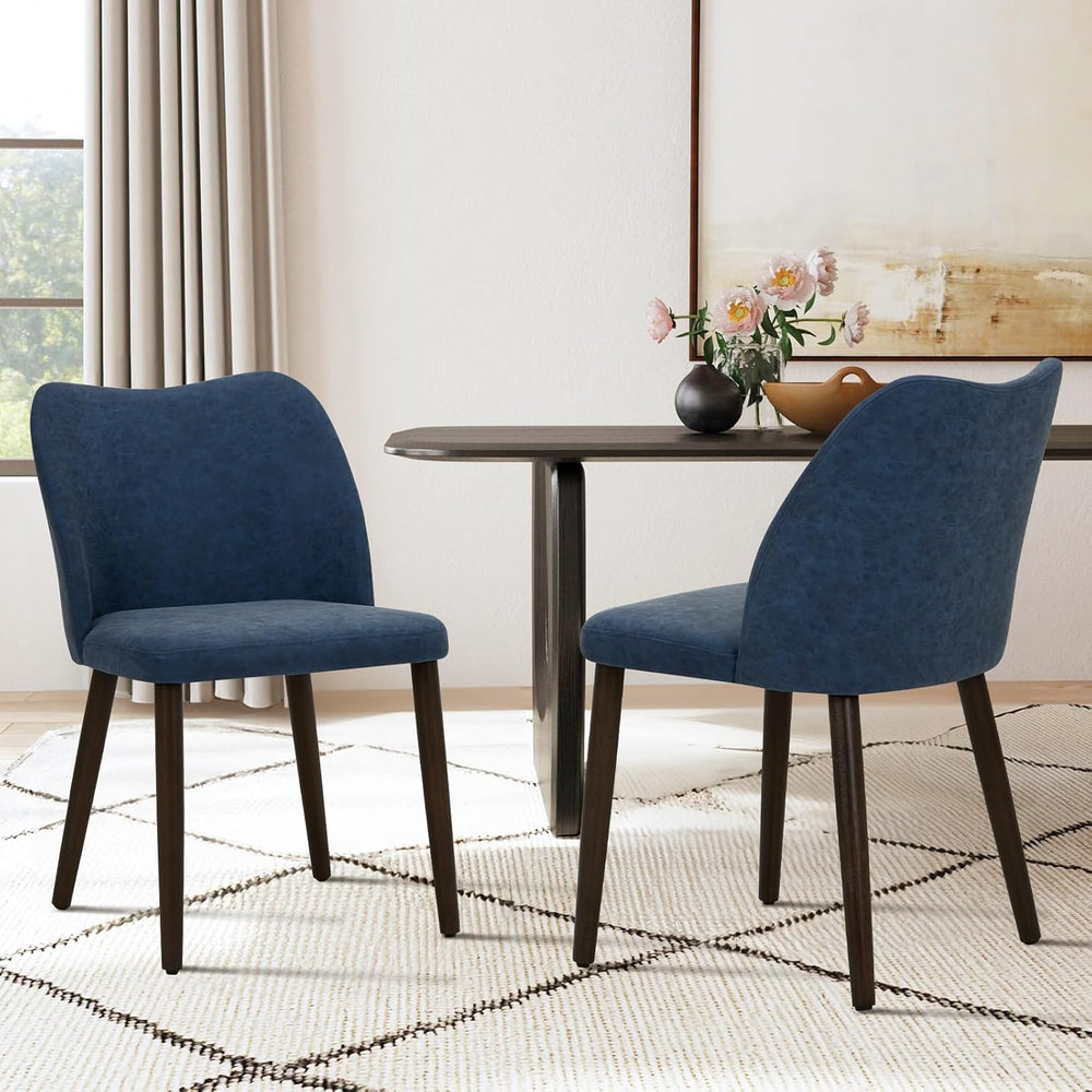 COLAMY Upholstered Dining Chairs Set of 2, Modern PU Leather Dining Room Kitc...