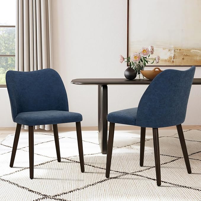 COLAMY Upholstered Dining Chairs Set of 6, Modern PU Leather Dining Room Kitc...