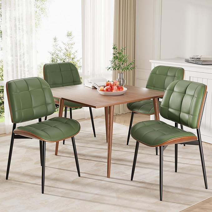 Dining Chairs Set of 8, Mid Century Modern Dining Room Chair, Upholstered Fau...