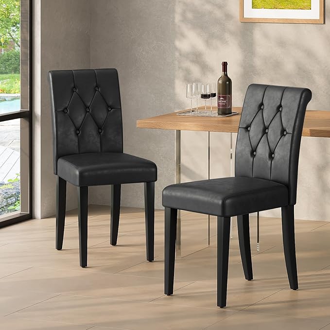 Upholstered Dining Chairs Set of 4, Button Tufted Parsons Dining Chair with S...