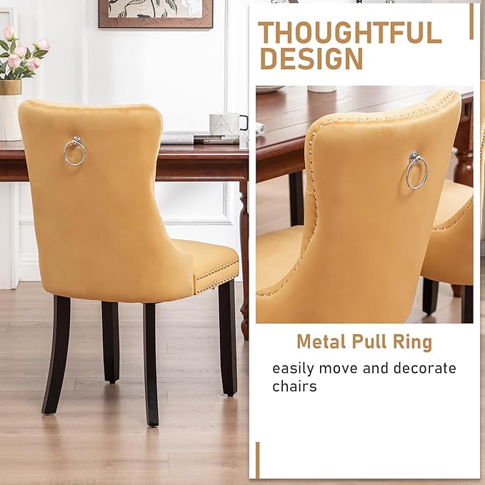 Mid Century Modern Dining Chair Set of 6 Velvet Upholstered Dining Accent Cha...