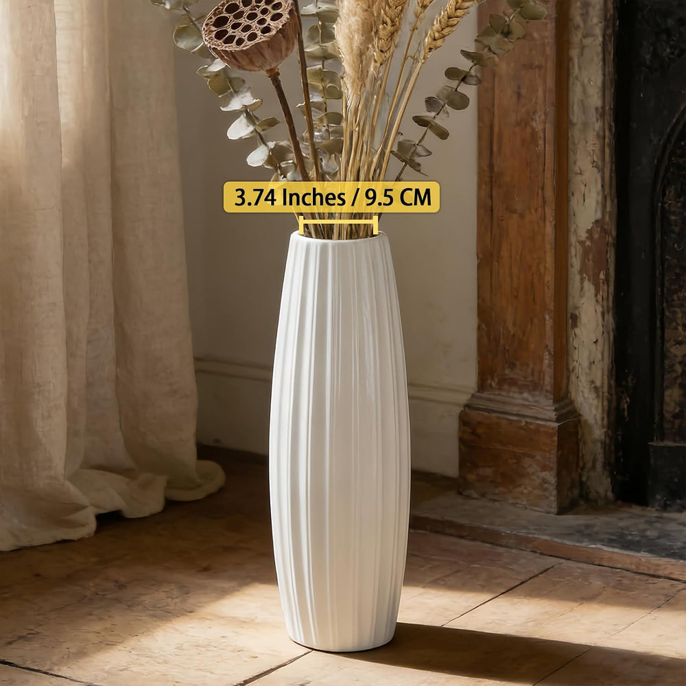 Large Floor Ceramic Vase 17.7 Inches Tall,White Modern Flower Tall Vases for ...