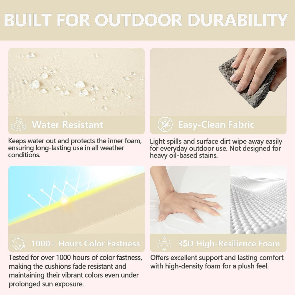 Goodgoods 25x25 Outdoor Deep Seat Cushions 2-Pack, 35D Foam, Beige